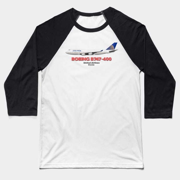 Boeing B747-400 - United Airlines Baseball T-Shirt by TheArtofFlying